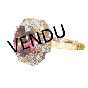 Bague tourmaline rose diamants