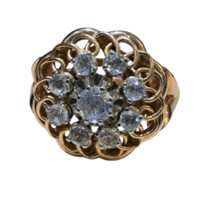 bague ancienne rosace saphirs blancs