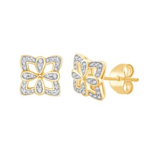 boucles d'oreilles fleur diamants